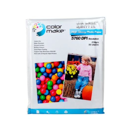 Papel Fotográfico Glossy Brillante 210gr Carta Color Make