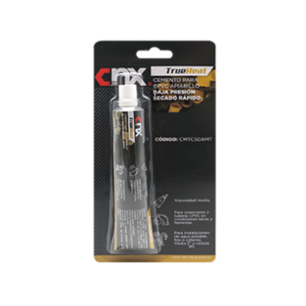 Cemento Para cpvc Trueheat Amarillo Baja Presion Secado Rapido 50 ml CNX Trueheat