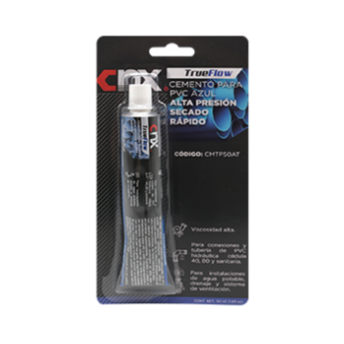 Cemento Para pvc Trueflow Azul Alta Presion Secado Rapido 50 ml