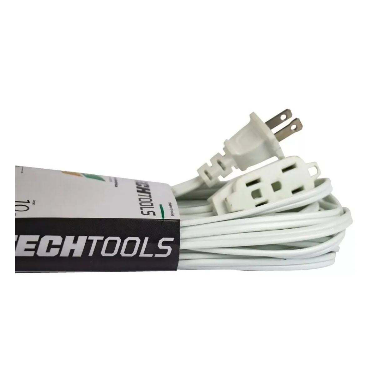Extensión Eléctrica Blanca 4m Techtools Clavija Plana Color Blanco