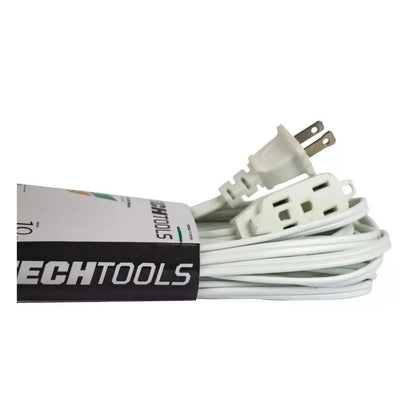 Extensión Eléctrica Blanca 4m Techtools Clavija Plana Color Blanco