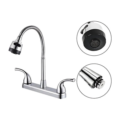 Mezcladora Para Fregadero Cuello Flexible Cocina Abs Meer Acabado Brillante Color Plateado