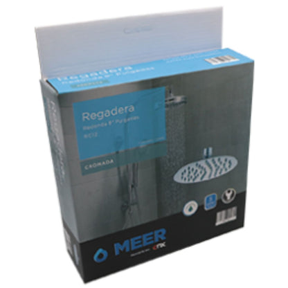 Regadera MEER Redonda 8 Pulgadas Acero Inoxidable