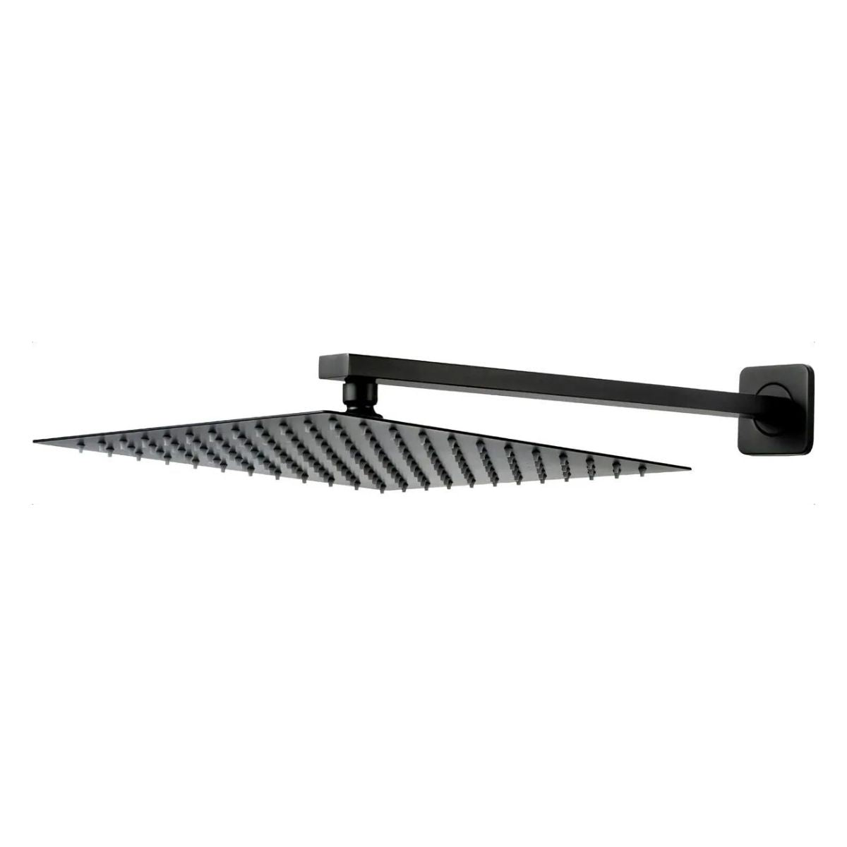 Regadera Cuadrada 20cm Negra Con Tubo Cuadrado Negro Mate