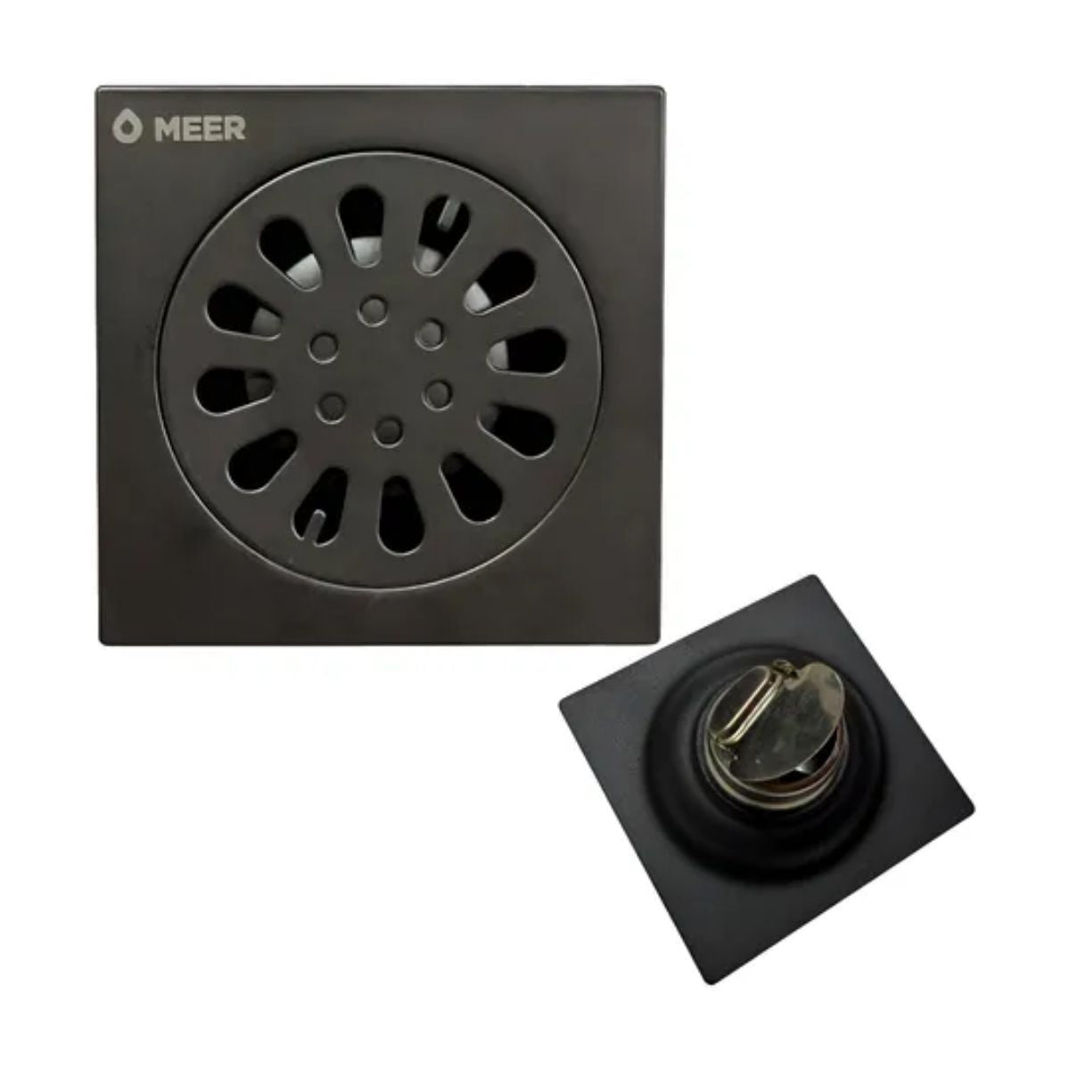 Coladera Resumidero Cuadrada 4'' Meer Color Negro Mate