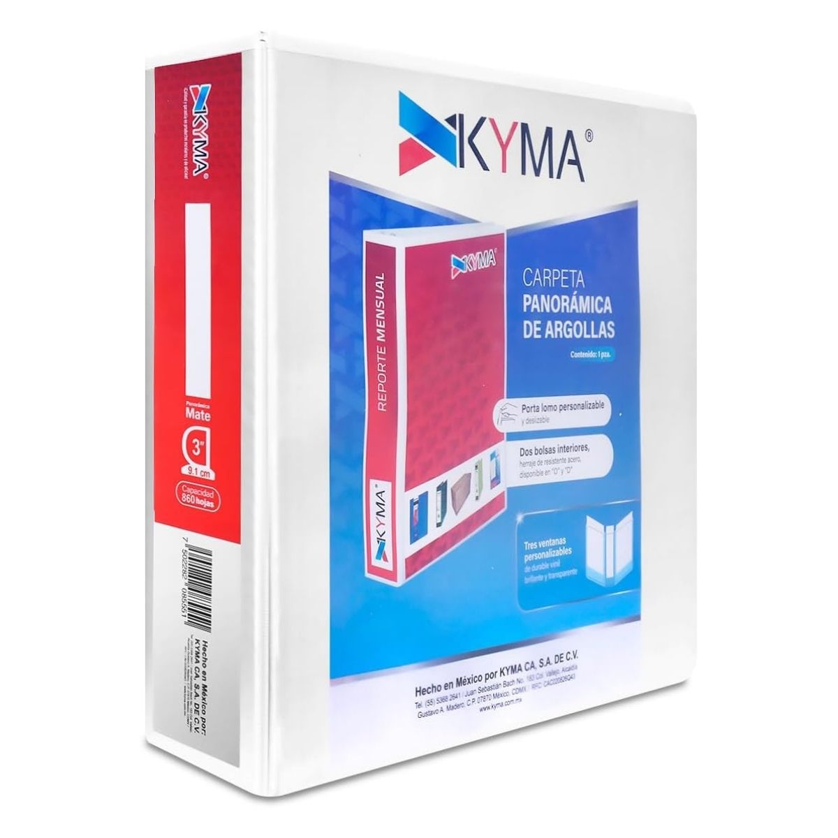 Carpeta Panoramica Carta Kyma Argollas 3 Pulgadas Blanca
