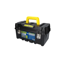 Caja Porta Herramientas Surtek Plástica Broches Metálicos Color Negro 17" x 9" x 8"