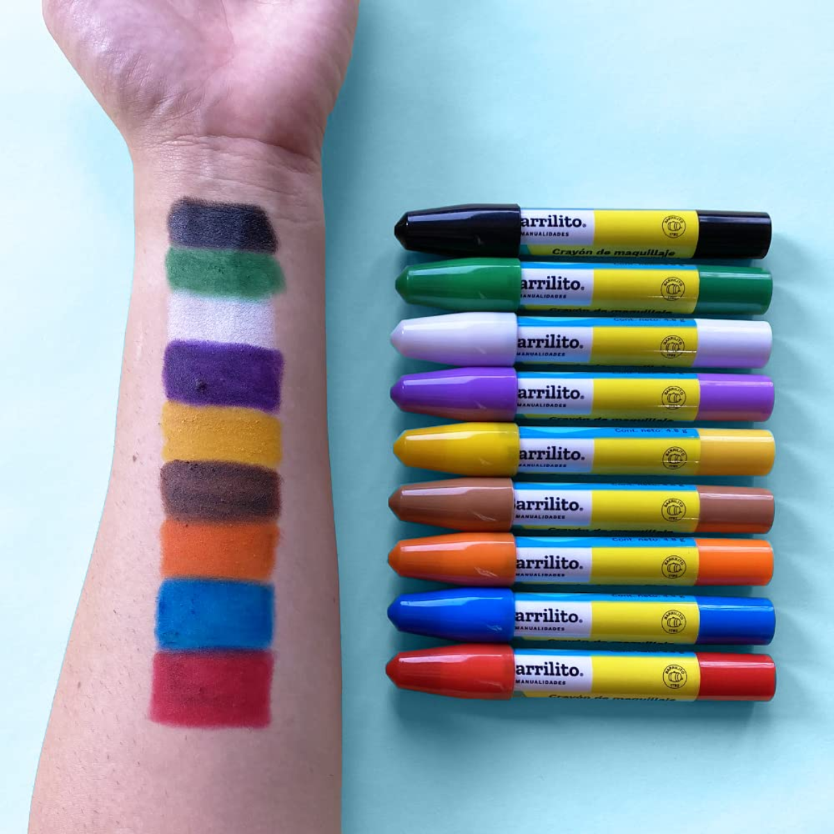 9 Crayones Maquillaje Barrilito Cry9 Colores Rostro Cuerpo