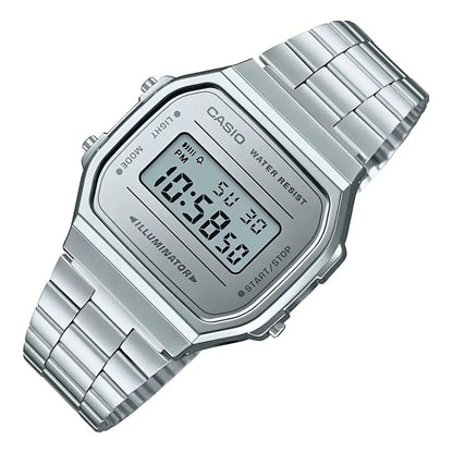 Reloj Casio Vintage Unisex Original E-watch Correa Gris, Bisel Plateado, Fondo Plateado - Casio - detalle