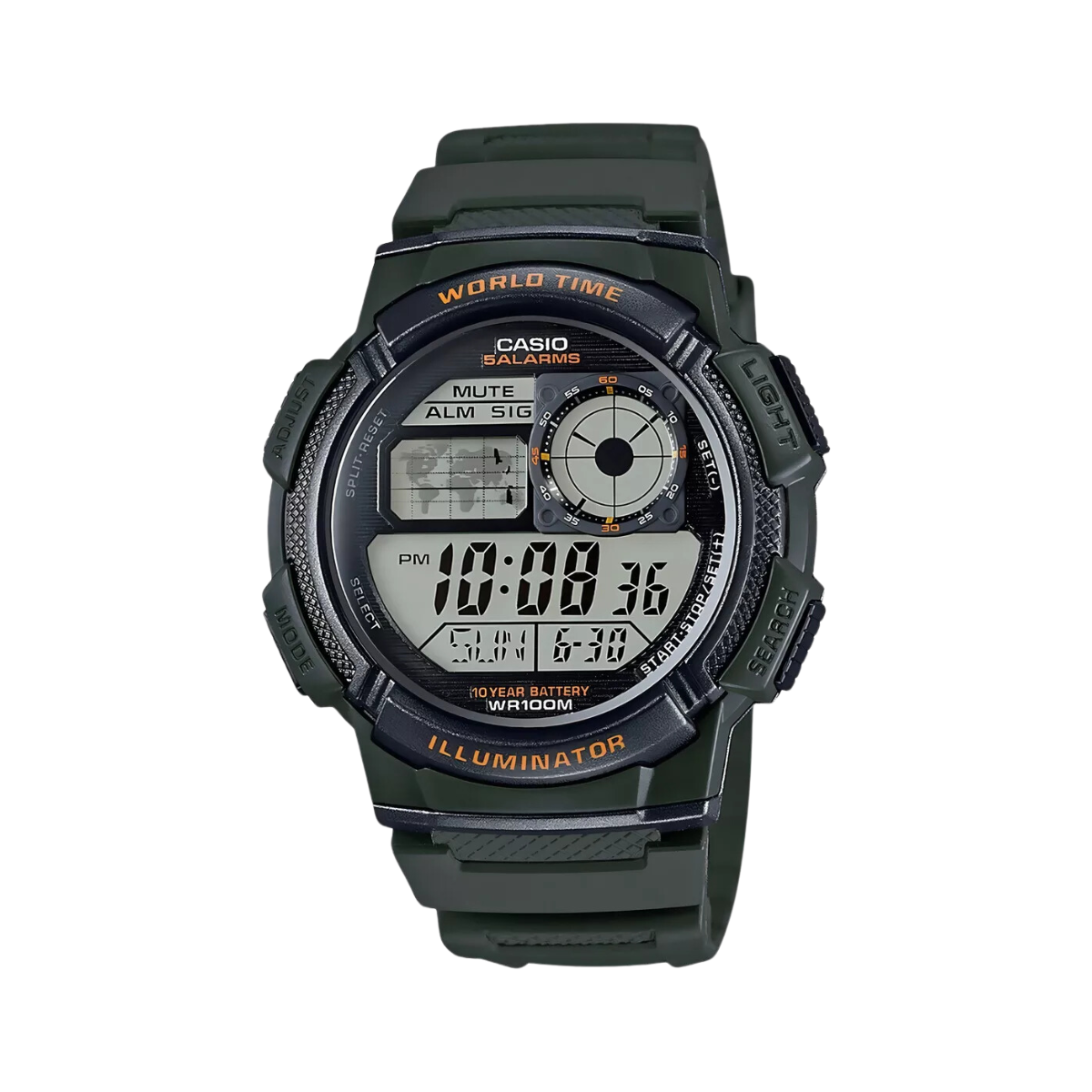 Reloj Casio Digital Youth Series Ae-1000w-3av Color Verde Oscuro