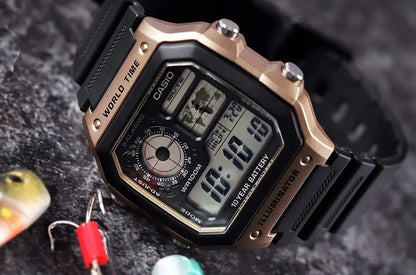 Reloj Digital Casio Ae-1200wh-5av C/negro café Correa/resina - Casio - vista lateral