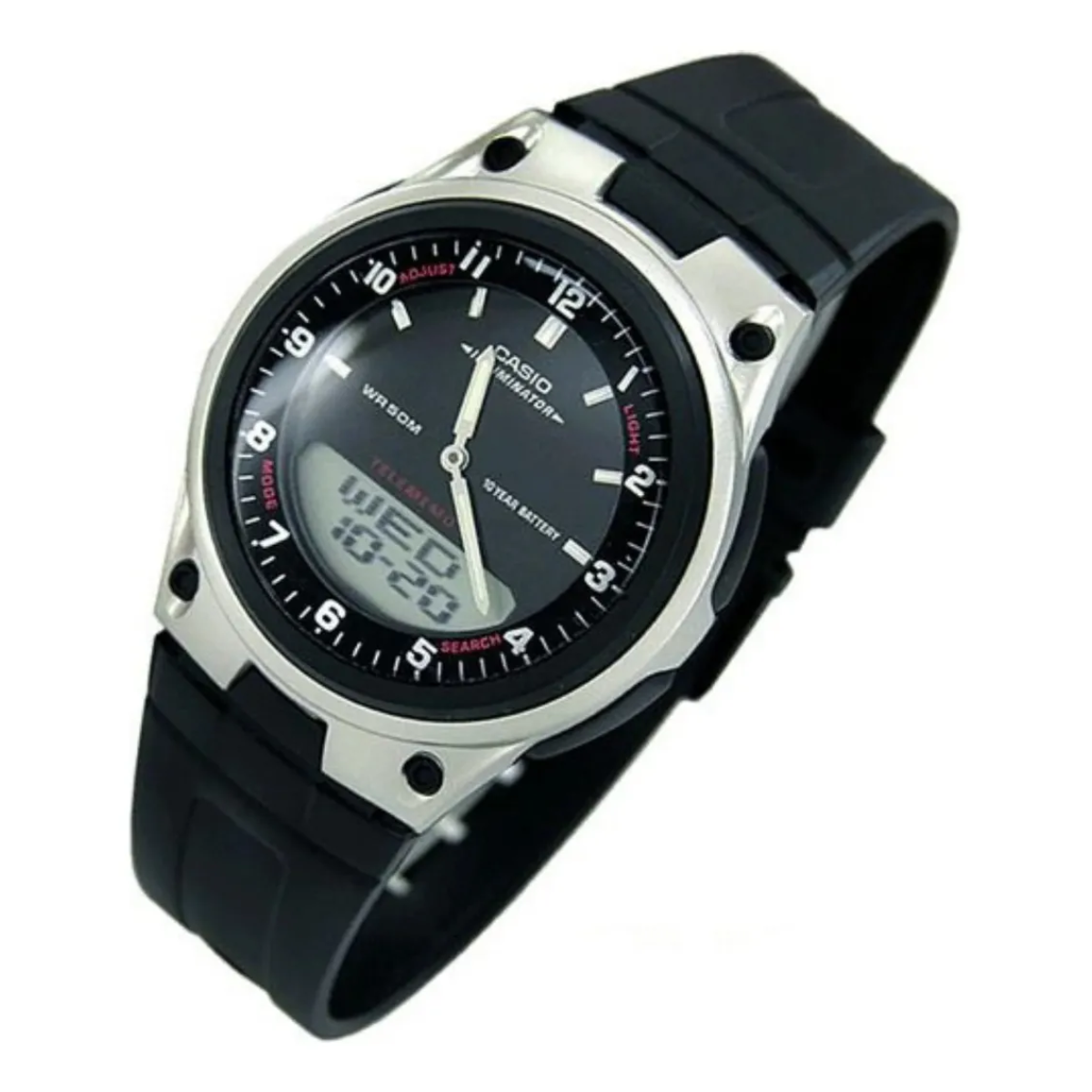 Reloj Casio Collection Aw-80 Plata Correa Negra Resistente