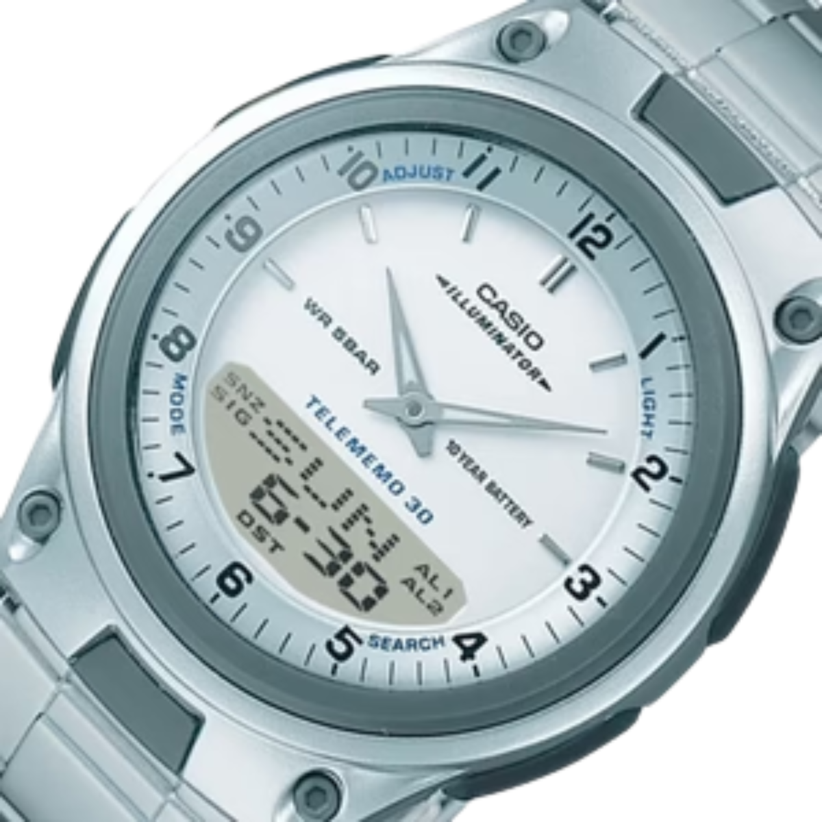 Reloj Casio Aw-80d-7av Color Plateado Acero Inoxidable