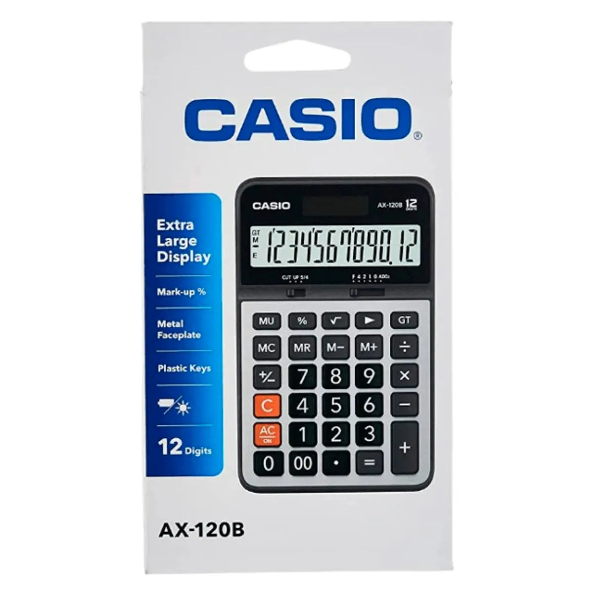 Calculadora de Escritorio Casio Ax-120b Gris 12 Dígitos - Casio - vista lateral