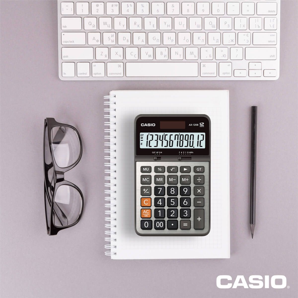 Calculadora de Escritorio Casio Ax-120b Gris 12 Dígitos