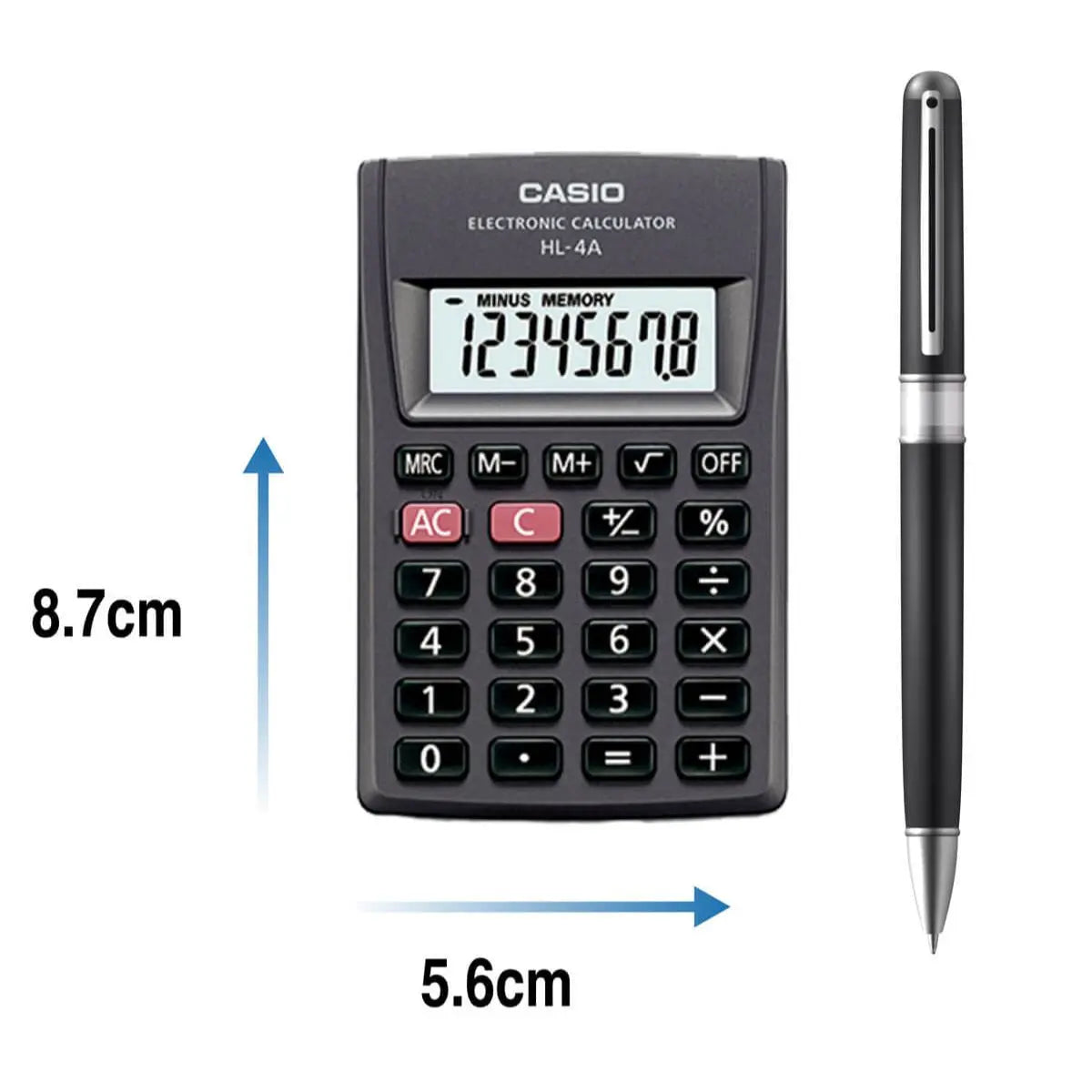 Mini Calculadora Casio Hl-4a 8 Dígitos Portátil Bolsillo - Casio - vista trasera