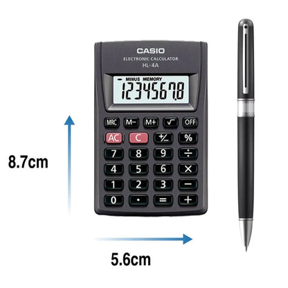 Mini Calculadora Casio Hl-4a 8 Dígitos Portátil Bolsillo - Casio - vista trasera