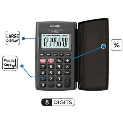 Calculadora Casio Portatil Negra 8 Dígitos 10x12 Cm Con Tapa Casio