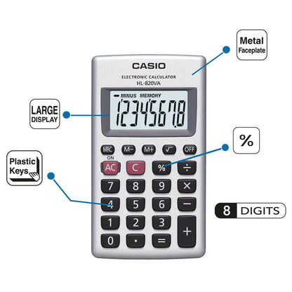 Calculadora Portatil Casio Hl-820va Gris 8 Digitos 10x12cm Casio