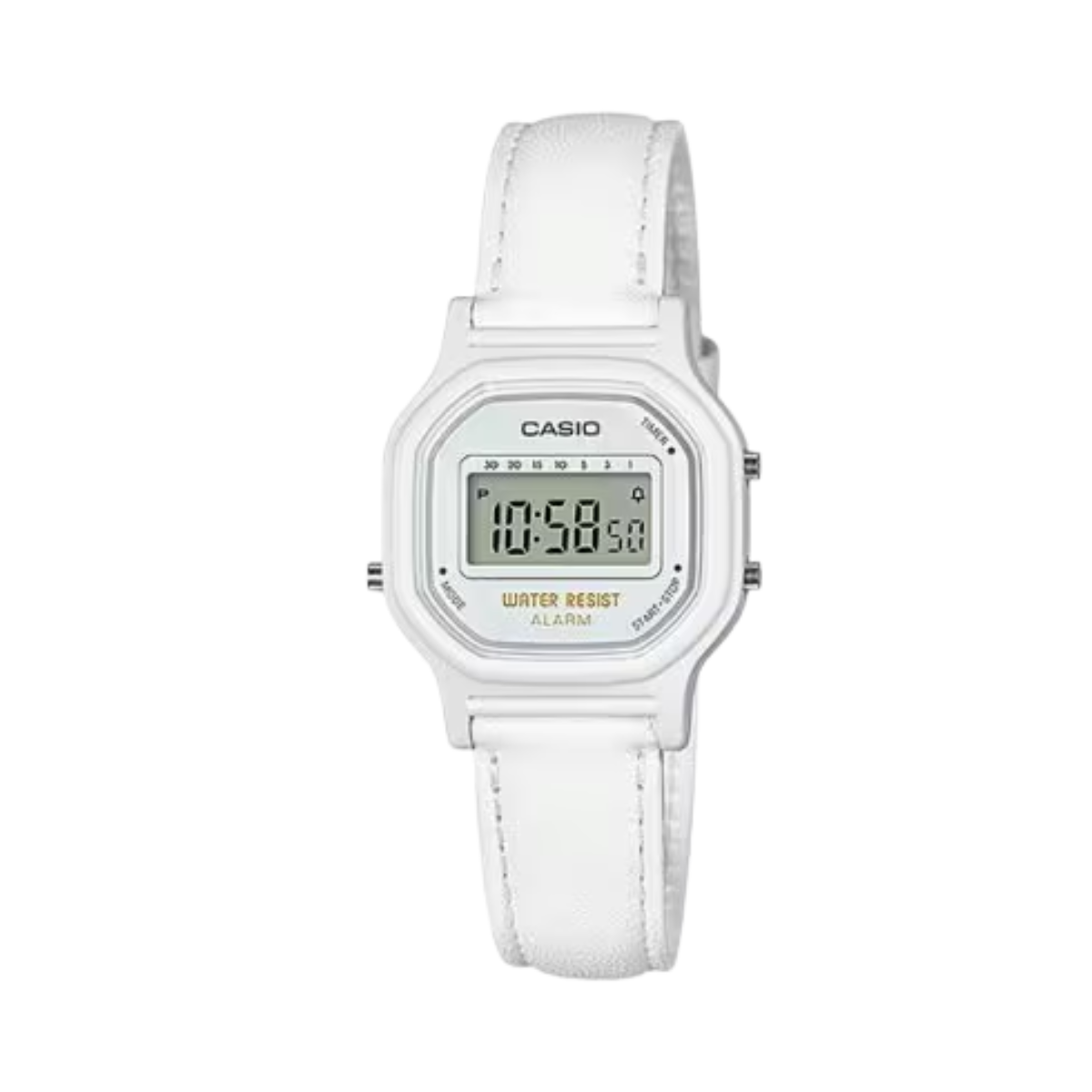 Reloj Casio Clasico La-11wl-7a Dama Retro Correa Piel Blanco