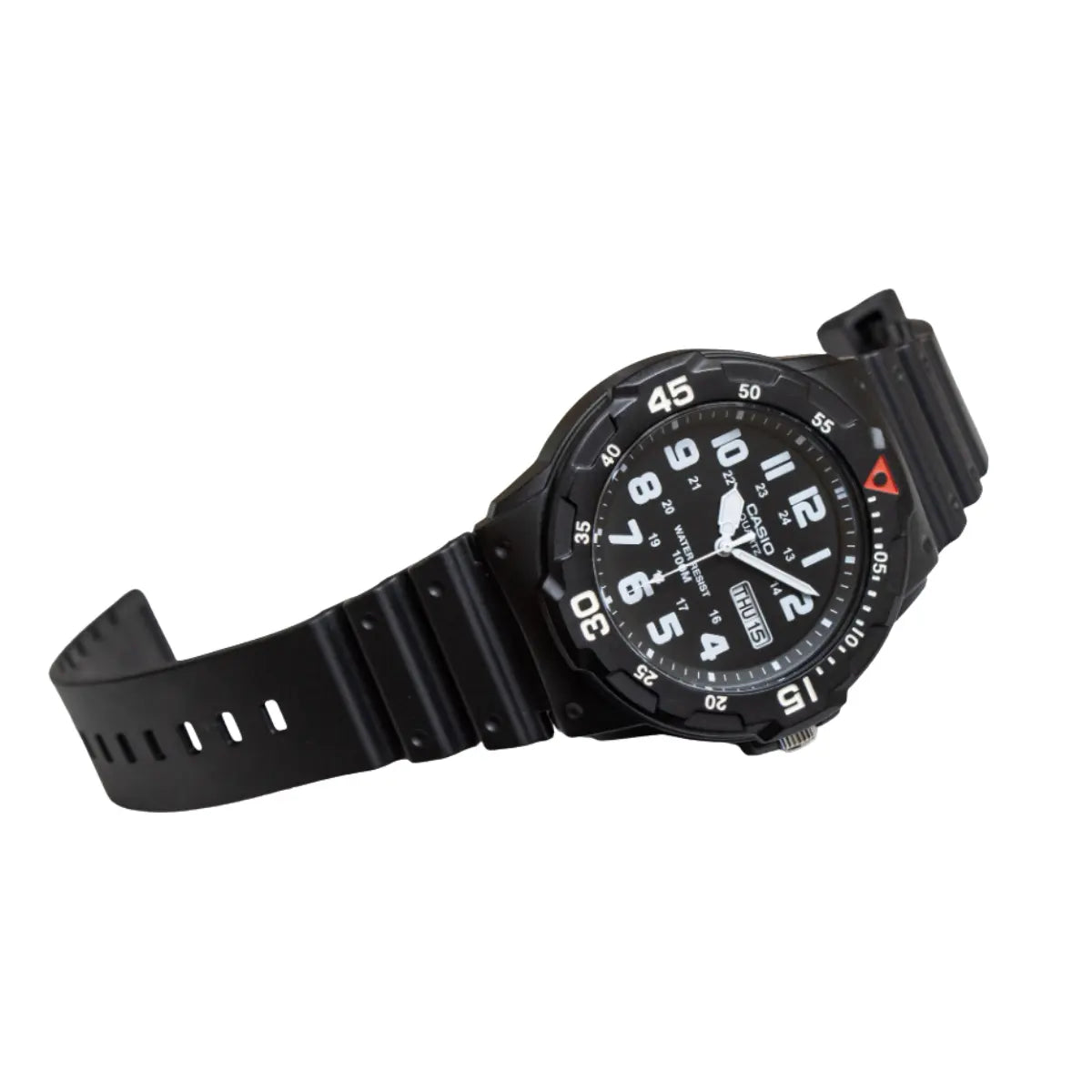 Reloj pulsera Casio Mrw-200h-1b2v con correa de resina color negro - bisel negro/rojo - Casio