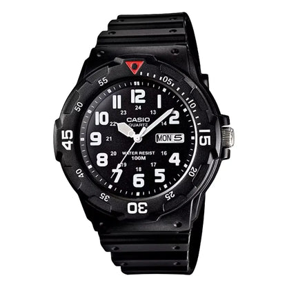 Reloj pulsera Casio Mrw-200h-1b2v con correa de resina color negro - bisel negro/rojo - Casio - vista lateral
