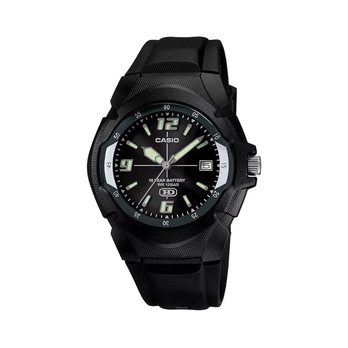 Reloj Casio Mw-600f-1av Resina Color Negro Fondo Negro - Casio - vista lateral