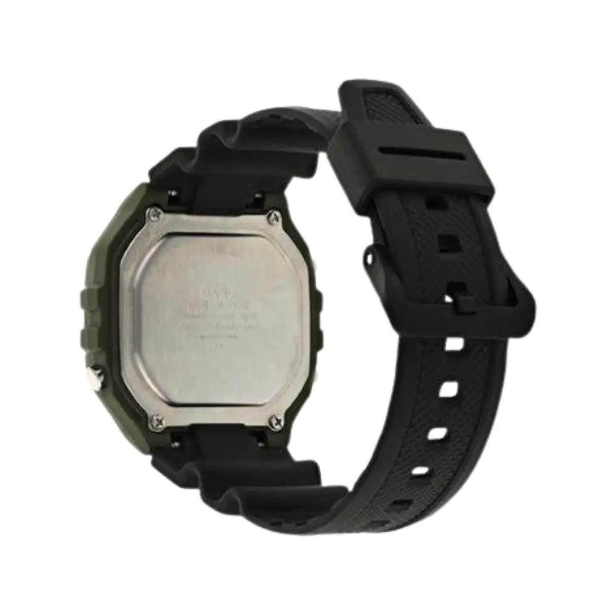 Reloj pulsera Casio Youth W-218H Cuerpo color verde, digital, fondo gris, correa resina negro, minutero/segundero negro, luz ámbar - Casio