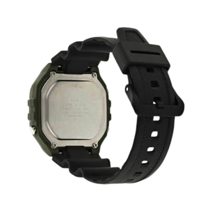 Reloj pulsera Casio Youth W-218H Cuerpo color verde, digital, fondo gris, correa resina negro, minutero/segundero negro, luz ámbar - Casio