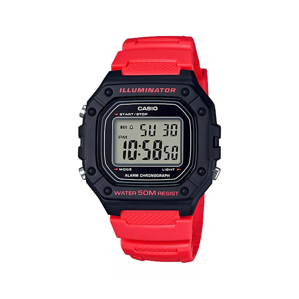 Reloj Digital Casio Youth W-218h-4bv Correa/rojo Bisel/negro