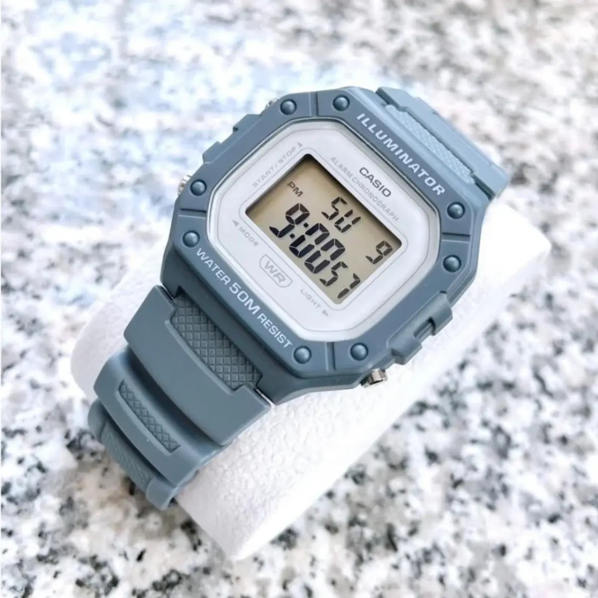 Reloj Digital Casio Iconic Square W-218hc-2av Color Azul - Casio - vista lateral