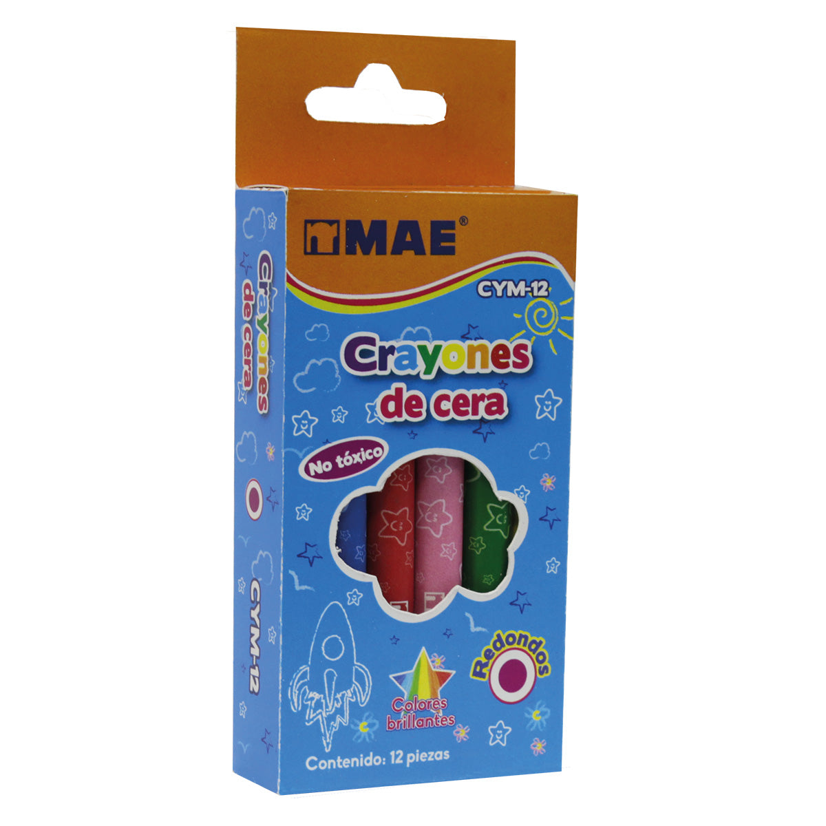 12 Crayones Mae Escolar Redondo Diferentes Colores Dibujo