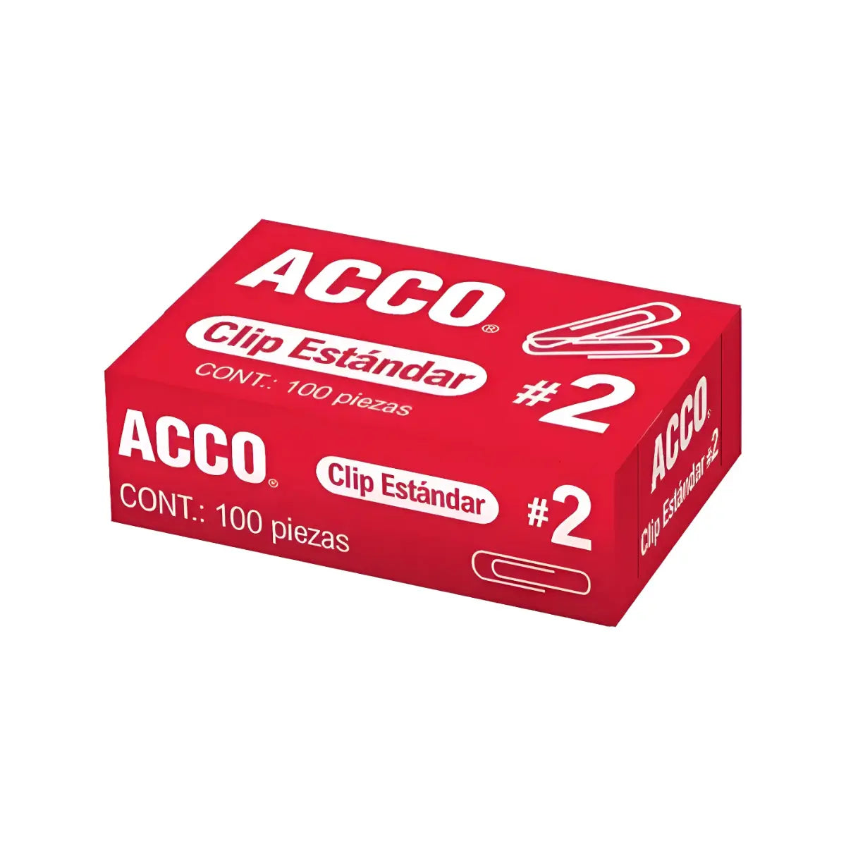 Caja 100pz Clip Estandar No. 2 Acco 27.5mm Plateado Acco