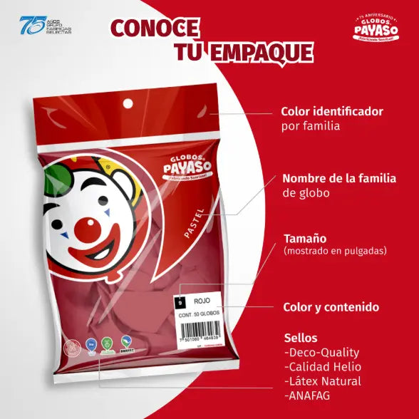 50pz Globos Payaso Estilo Vintage N°12 Decoracion Retroparty Velvet - GLOBO PAYASO - accesorios
