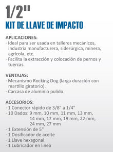 Kit Llave de Impacto AKSI Semi Profesional 1/2"
