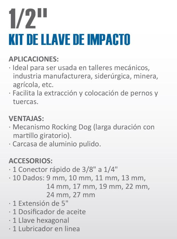 Kit Llave de Impacto AKSI Semi Profesional 1/2"