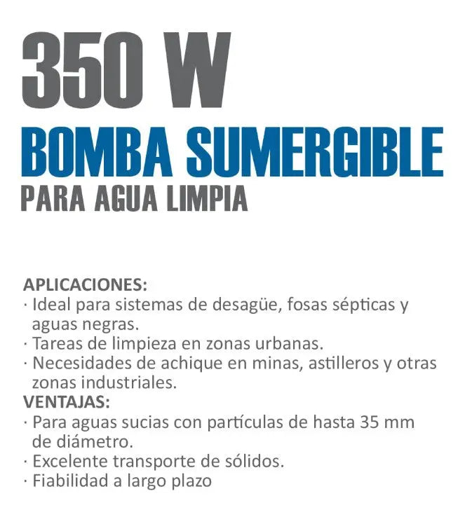Bomba sumergible agua limpia 1/2HP - PRO AKSI - Aksi - vista trasera