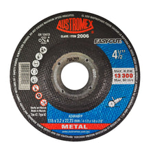 Disco abrasivo Austromex tipo 42 grano 24 de 115 x 3.2 x 22.23 mm