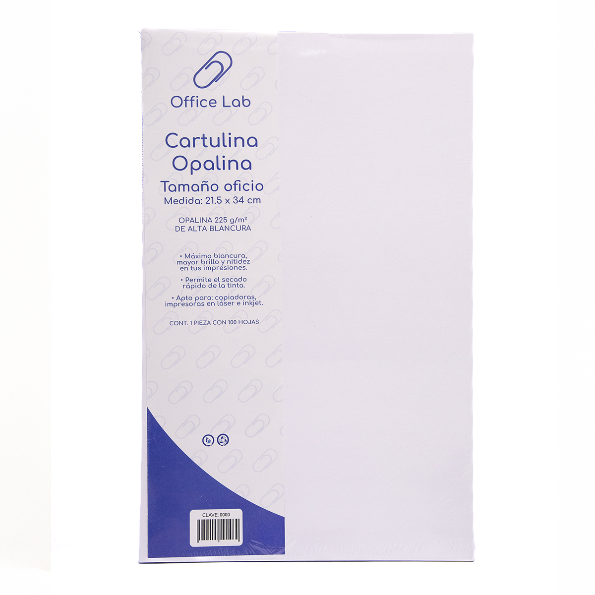 100 Hojas Papel Opalina Office Lab Tamaño Carta 125gr