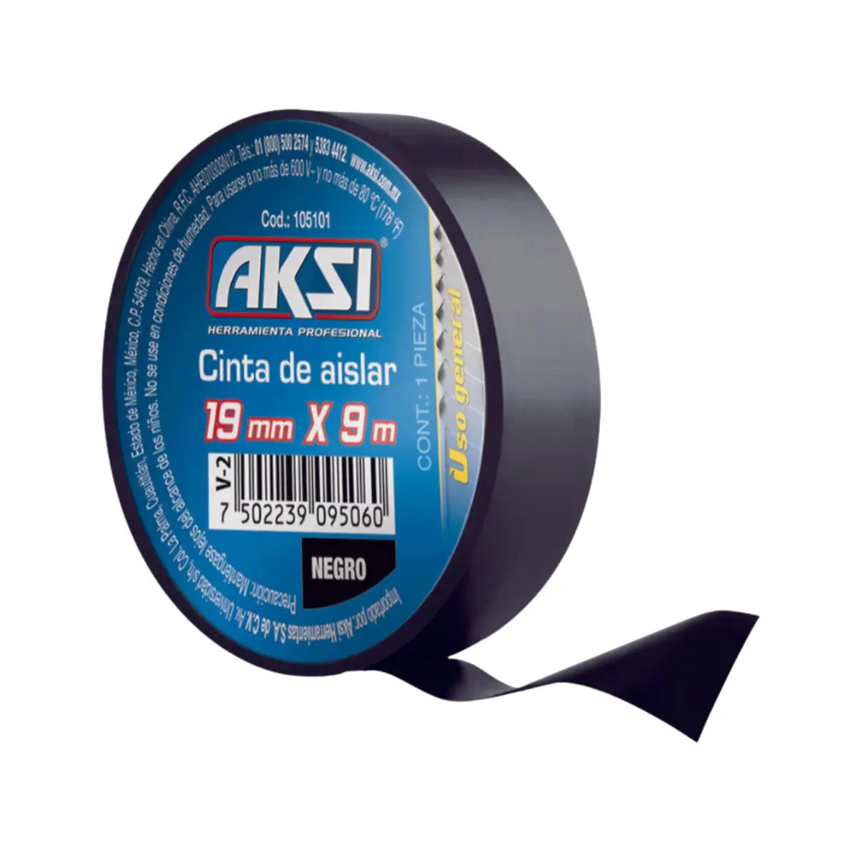 Cinta de Aislar AKSI 19mm x 18m color Negro Aksi
