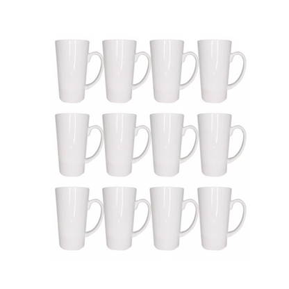 12pz Taza Cónica Blanca Color Make Sublimación 17oz Brillante