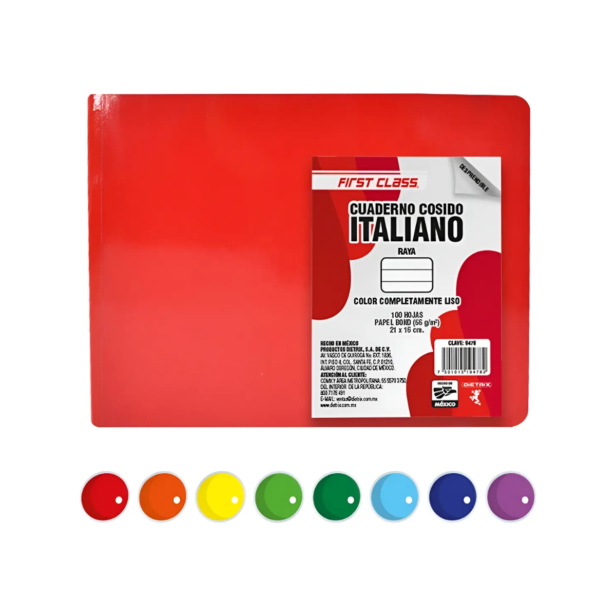 Cuaderno Italiano Cosido First Class 100 Hojas