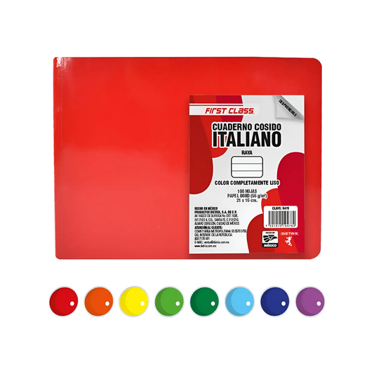 Cuaderno Italiano Cosido First Class 100 Hojas