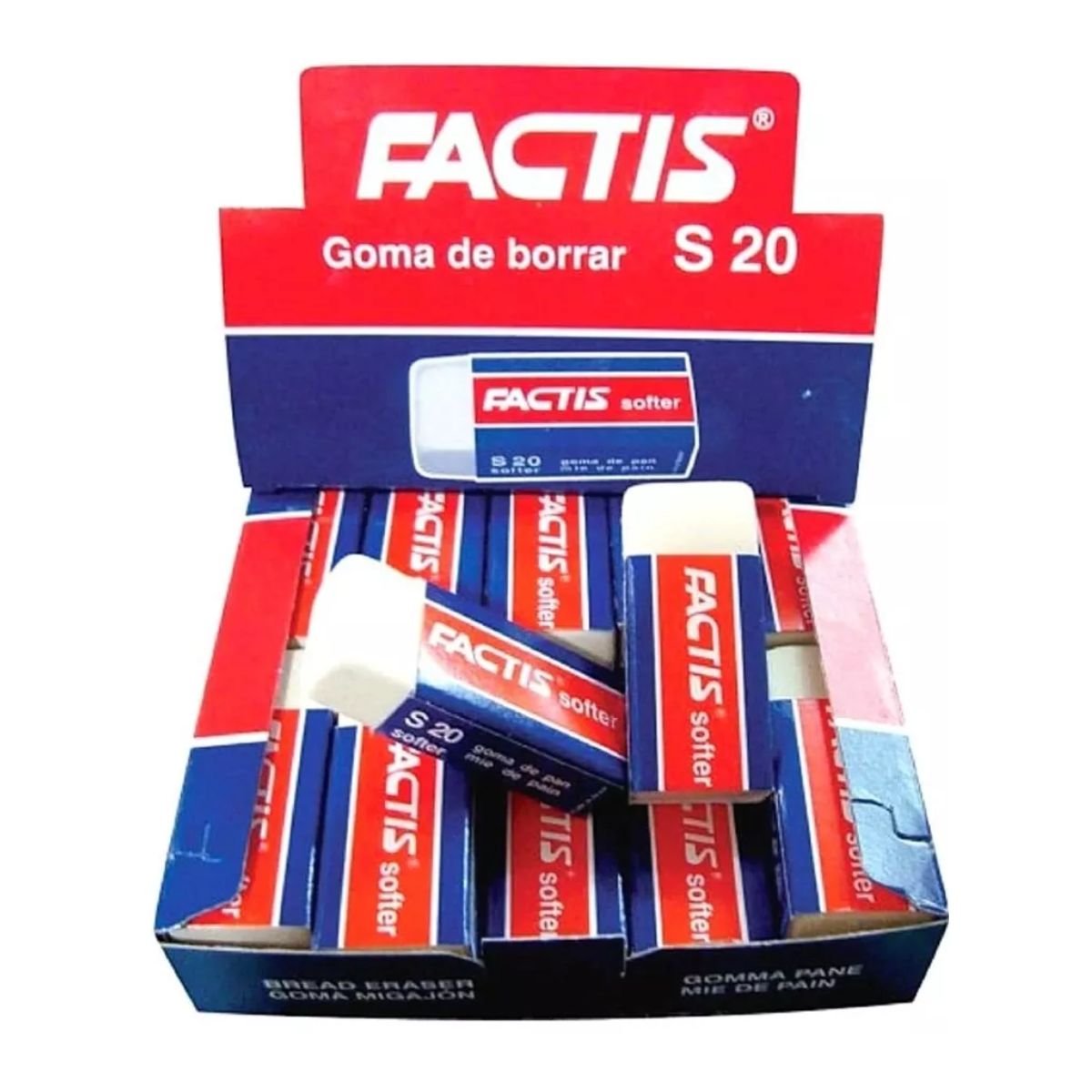 20 Gomas Borrar Factis S20 Pan Migajon Escolar Blanca
