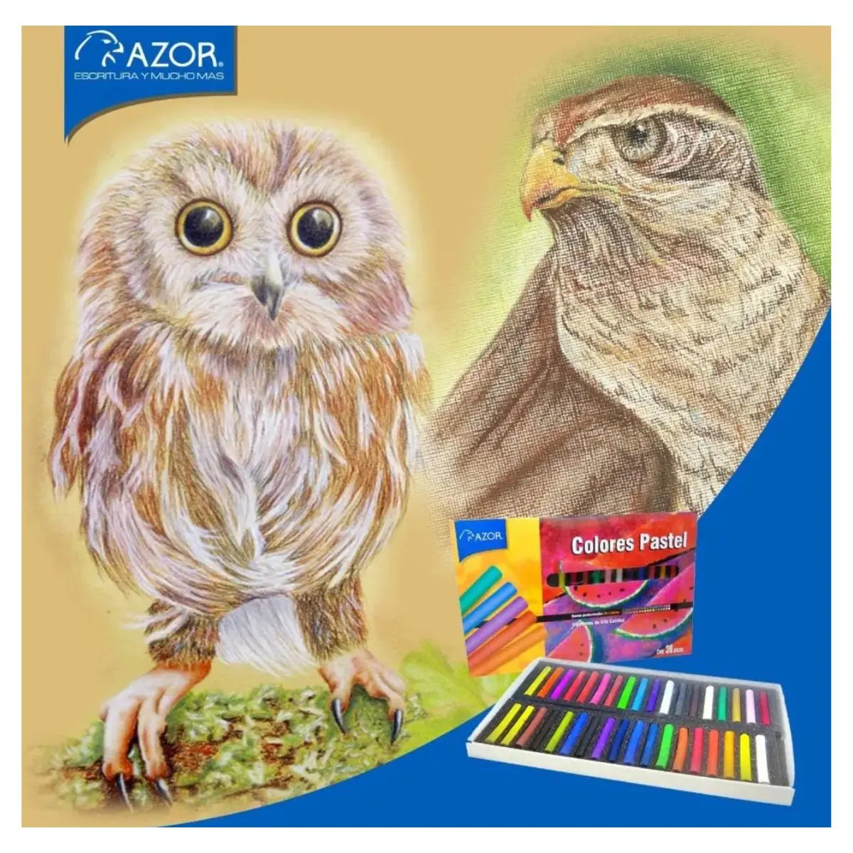 Set 36 Colores Pastel Toque En Seco Gises Dibujo Stafford - Azor - detalle