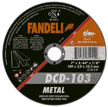 10 piezas Disco de Corte Delgado Fandeli Metal PRO+ 7"