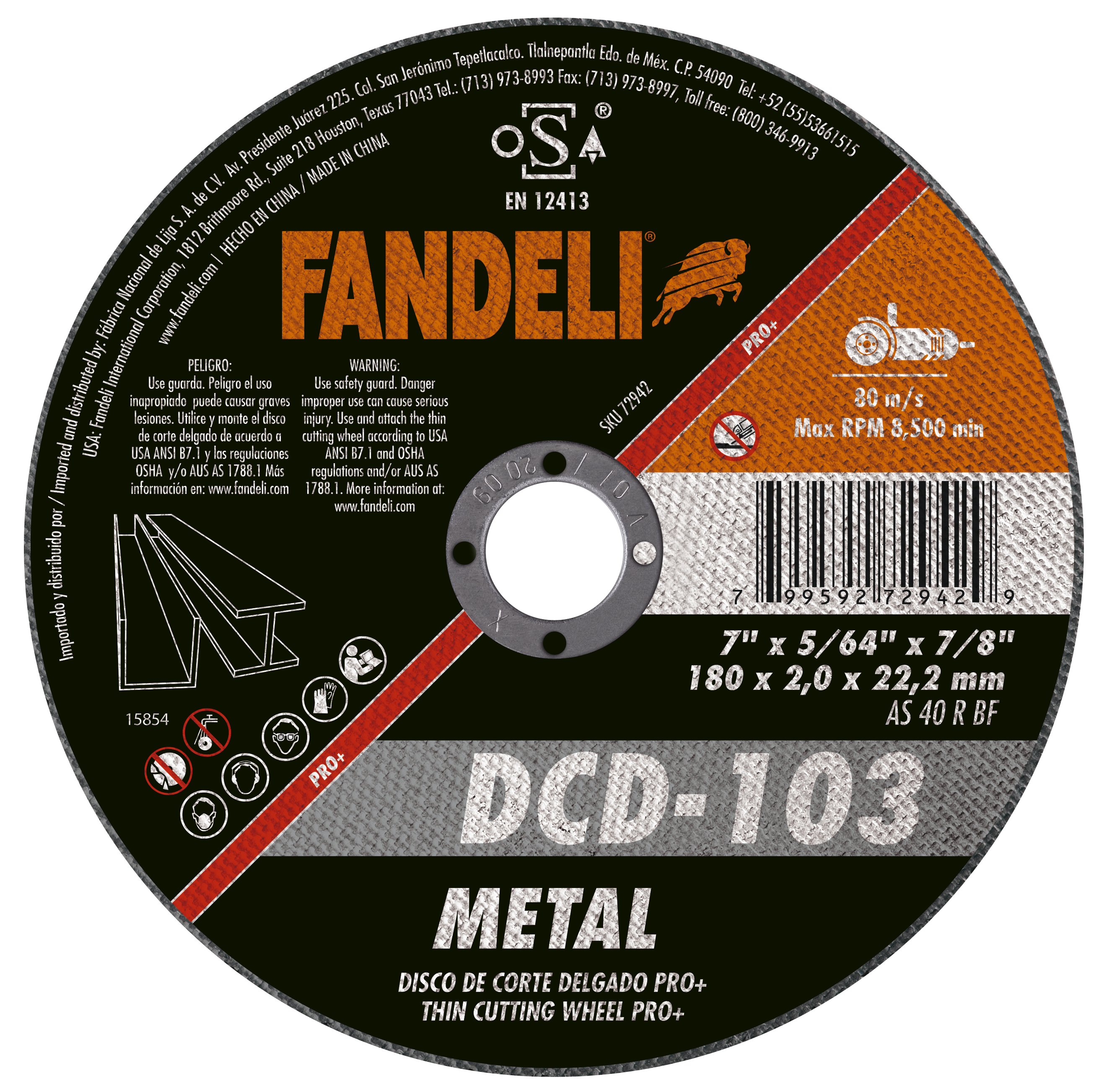 10 piezas Disco de Corte Delgado Fandeli Metal PRO+ 7"