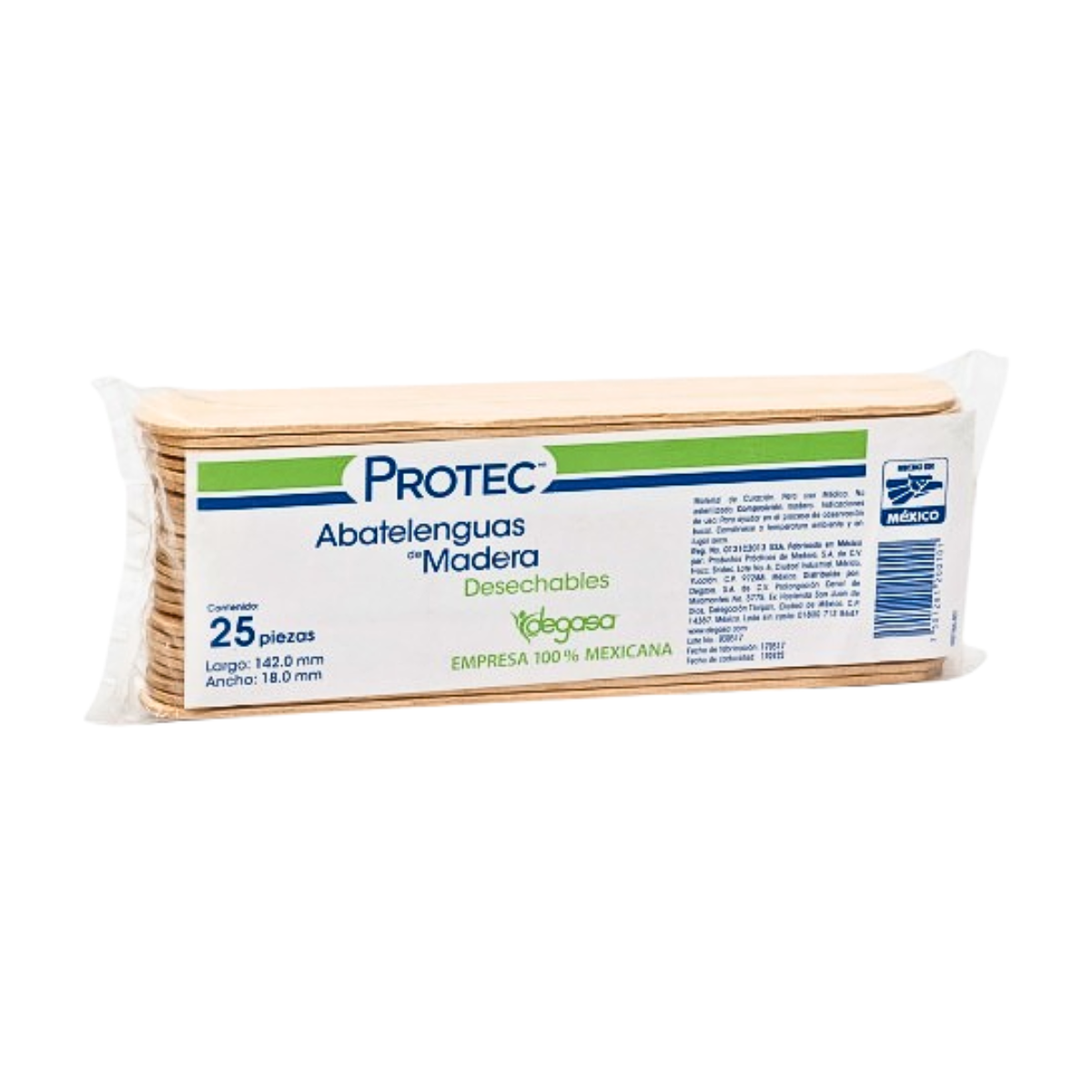 Abatelenguas Desechables de Madera Protec - 5 Paquetes c/25 Piezas