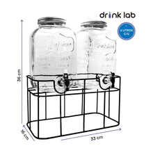 2 Dispensadores Con Base Bebidas Agua Vitrolero Vidrio 5l Color Transparente