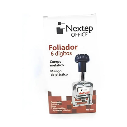 Foliador 6 Digitos Nextep Automatico Metal Tinta Negra - Nextep - vista trasera